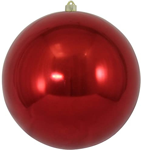 Christmas By Krebs 12 (300mm) Shiny Sonic Red [1 Piece] Extra Large Solid Oversized Huge Big Outdoor Plastic, UV Ball Ornament Hanging Tree Decorations