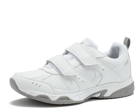Avia Avi-Union II Strap Non Slip Shoes for Men, Hook and Loop Mens Walking Shoes with Memory Foam - White, 9.5 Medium