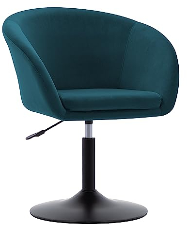 Duhome Schminkstuhl Höhenverstellbar, Lounge Sessel aus Samt Drehbar Cocktailsessel Drehstuhl mit Armlehne für Wohnzimmer Esszimmer Schlafzimmer, Petrol