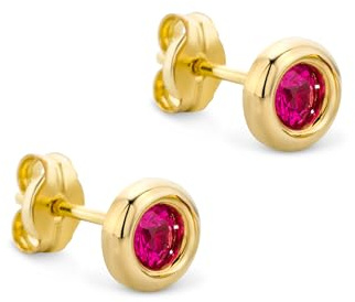 OROVI Ohrringe Gold - 9 Karat (375) Weißgold/Gelbgold – Ohrstecker Gold mit Edelstein Saphir/Zirkonia/Smaragd/Rubin in Zargenfassung, Hypoallergene Ohrringe Damen, Schmuck Damen, Gold Schmuck