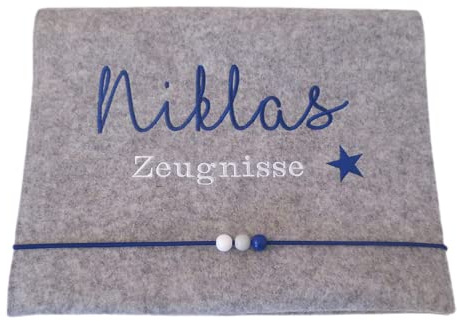Zeugnismappe Wollfilz Mappe Zeugnisse DIN A4 Grundschule Schule Stern