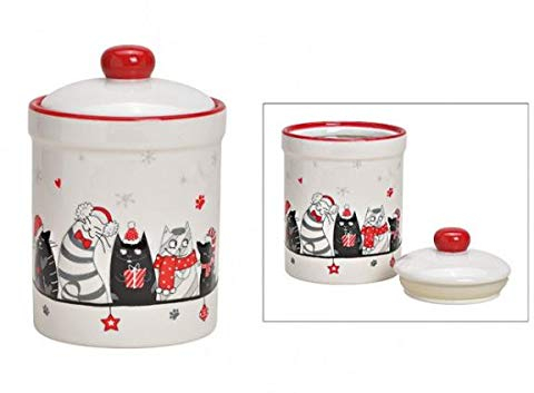 Trendshop-online Weihnachtliche Keramik-Gebäckdose, Mittel, Rund, Luftdicht, Drehverschluss, Handwäsche, 17x12x17 cm, Traditionell-Weihnachtlich, Kekse, Plätzchen, Gebäck