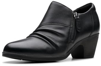 Clarks Collection Women's Emily2 Braley Ankle Boot, Black Leather, 7 M US