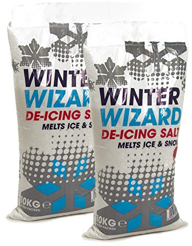 20Kg Winter Wizard De-Icing Salt White Grit Rock Salt Snow and Ice Remover Essential for Paths, Driveways & Roads (2 x 10Kg)