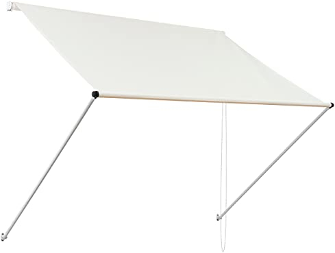 ML-Design Markise 400 x 120 cm, Beige, 50+ UV-Schutz, aus Metall und Polyester, Seilzug, Schattenspender Fenster, Einziehbar Klemmmarkise Balkonmarkise Spannmarkise Sonnenschutz Windschutz