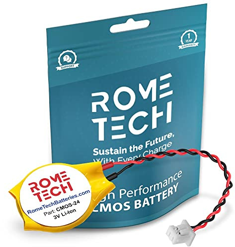 Rome Tech CR 1220 CMOS Battery for ROG GL552J / ROG Strix GL703 - Laptop Backup BIOS RTC 3V CR1220 Battery with 2 Wire Medium Cable Regular Connector(1-Pack)