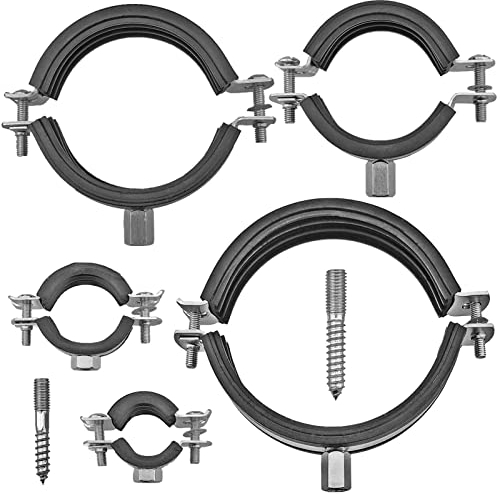 50 Stück Set Rohrschellen aus Edelstahl VA Spannbereich 20-25 mm 1/2 Zoll Rohr Außendurchmesser mit Schallschutz Gummi Einlage + Stockschrauben Befestigung Halterung
