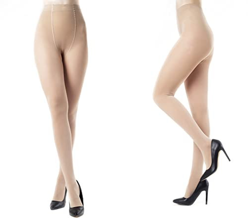 Carnavalife 2 Pares Medias Opacas para Mujer en Color Liso, Leggings Pantalones Elástico de Microfibra, Pantimedias de Soporte para Otoño y Invierno (Carne)