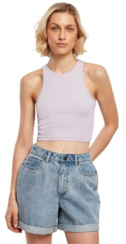 Urban Classics Ladies Cropped Rib Top Donna Top Marrone 97% Cotone, 3% Spandex Regular