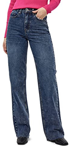 Desires Dam Koral Wide Leg Jeans, Mörkblå, 8