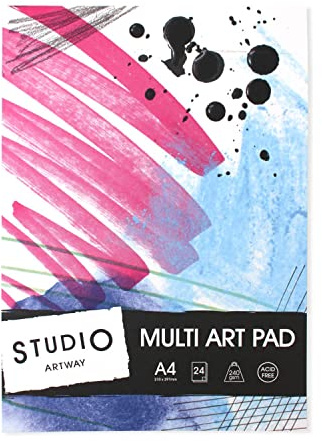 Artway Studio - A4 Zeichenblock für Mixed Media - Ideal für Multimedia-Anwendungen – 240 gsm Gemischtes Medienpapier – 48 Seiten/24 Blätter