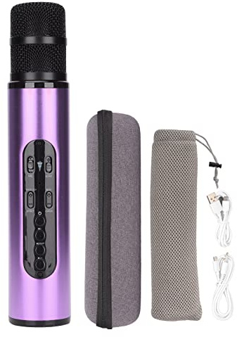 ciciglow Wireless Microphone, Q6 Portable Handheld Bluetooth Microphone Wireless Karaoke Mic for Party Car Home Outdoor KTV(Purple)