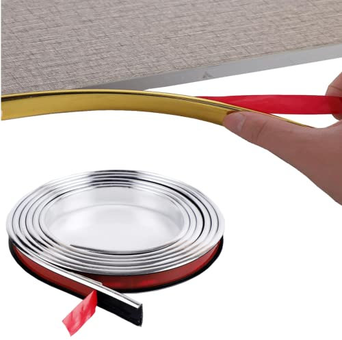 Cinta autoadhesiva para bordes de muebles, banda flexible en forma de U, cinta de bordes para gabinete, madera contrachapada, mesa, armario, protector de bordes de madera (plata, 5 m x 20 mm)