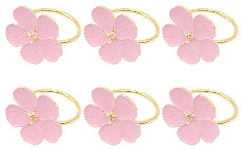 WANGCL Set mit 6 Serviettenring-Halter, weiße Blumen-Serviettenschnallen, für Hochzeit, Party, Bankett, Erntedankfest, Weihnachten, Esstischdekoration (rosa)