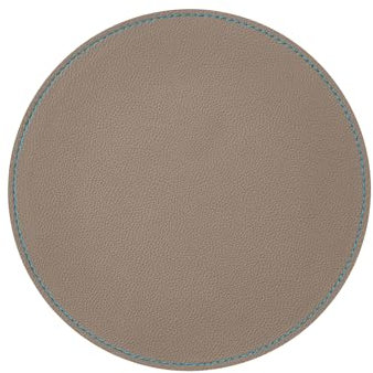 Eglooh - Apollo Deluxe - Mauspad Rund aus echtem Leder Taupe Grau cm 23x23 - Mousepad für Schreibtisch und Büro, Elegante Nähte, blau in Kontrast und Rutschfester Boden - Made in Italy