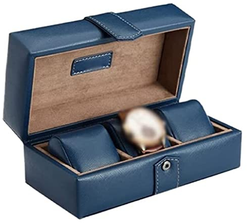 Uhrenbox Uhrenetui Uhrenaufbewahrung Uhrenbox Aus Leder Mit 3 Fächern Für Reiseuhren, Aufbewahrungskoffer, Schmuck-Organizer, Eleganter Tragbarer Uhren-Organizer Uhrenrolle Uhrenhalter ( Blue : Blue )