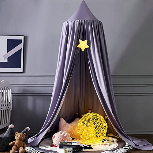 Surwin Moskitonetz Betthimmel Madchen Jungen Kinder Babybett, Rund Baldachin Mückennetz Einzelbett kinderzimmer Schlafzimmer Spiel für Reise Indoor Outdoor Dekoration - Dunkelviolett