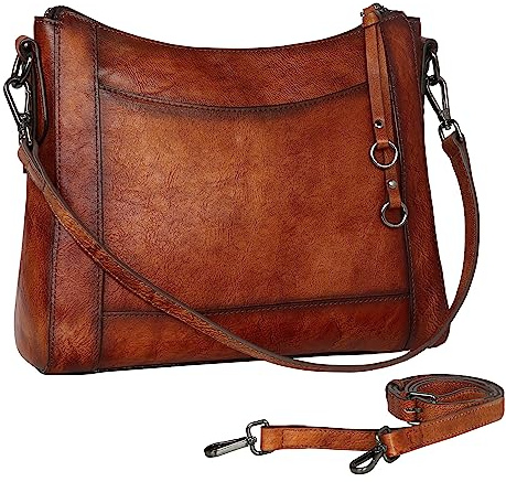 Iswee Leder-Crossbody-Tasche für Damen, Schultertasche, mittelgroß, Hobo, echtes Leder, Umhängetasche und Handtaschen