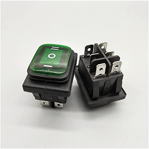 Bascule marche-arrêt, interrupteur, interrupteur à bascule 1pcs Kcd4-203 20A / 250VAC 30x22 Interrupteur à bascule étanche 6 broches DPDT on Off on 12V 220V Rouge Vert LED Interrupteur à bascule (Colo