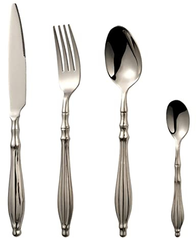 JUNNIU Couverts de Table Couverts de Table Vintage en Acier Inoxydable 18/10 Cuillère et Fourchette Ensemble Couverts Vaisselle Cuisine Ensemble Vaisselle en Acier Inoxydable (4pcs) Decoration
