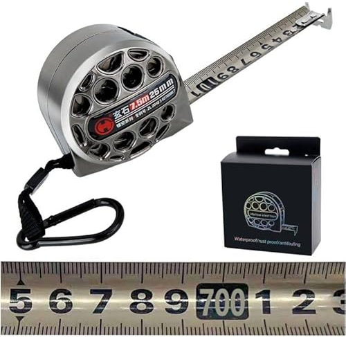 7.5m/25ft Measuring Tape Stainless Steel,Retractable Hollow Tape Measure,Nickel Plated Thickening and Hardening Anti-cutting Tape Measure,Industrial Grade Waterproof Rust and Corrosion Resistant Steel