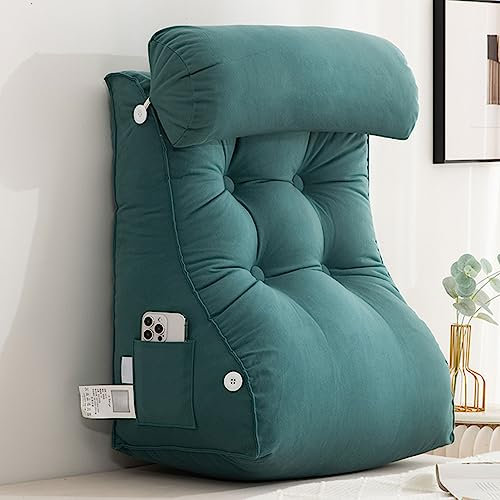 AMZZHAO Rückenkissen,Lesekissen,Keilkissen,Stützkissen,mit Abnehmbare Nackenrolle,Ideal als Rückenstütze zum Lesen,Arbeiten,und Spielen auf dem Bett,Sofa,oder Couch