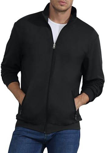 CTU Mens Sweatshirt Full Zip Active Jacket | Zip Up, Mock Neck, Lightweight, Zip Pockets, Sport Style, Stretchable Jacket