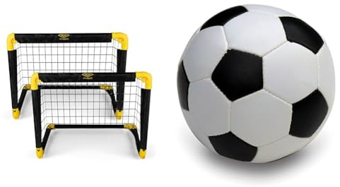 Umbro Fußballtor - Fussballtore für Garten Kinder - Tor 2-er Set & alldoro 60312 Softball Ø 18 cm, Fußball in schwarz/weiß, Softfußball aus Schaumstoff
