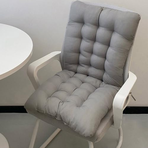 Cojín grueso para silla con respaldo, cojín para sillón con lazos, cojín de asiento trasero de algodón para jardín, sofá reclinable, oficina (140 x 50 cm, gris)