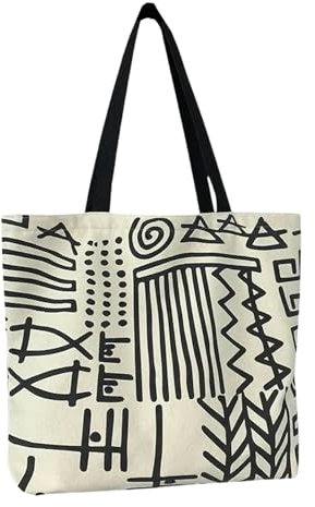 SJFYB Einkaufstasche Damen-Leinwand Einkaufstasche Große Schulter Einkaufstasche Umweltfreundliche Einkaufstasche Tuchbuch Handtasche-Beige