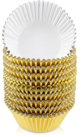 200 moldes metálicos para magdalenas de papel de aluminio dorado para hornear magdalenas para fiestas