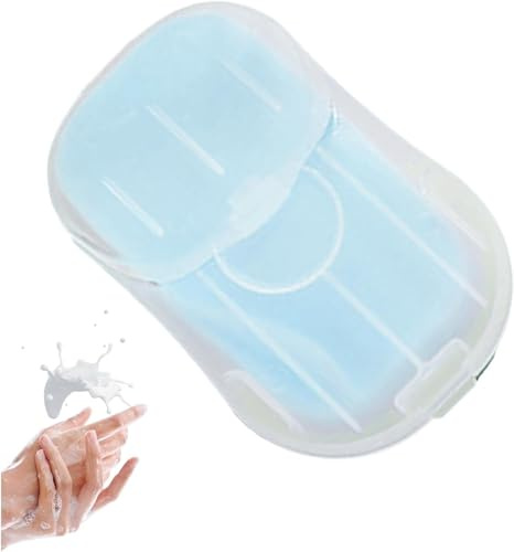 50Pcs Blue Portable Soap Sheets, Mini Portable Travel Disposable Water Soluble Hand Washing Bath Scented Paper Soap Camping and Shampoo for Outdoor, Camping Hiking