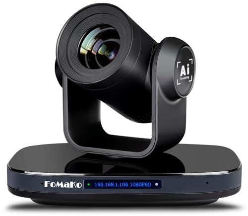 FoMaKo SDI PTZ Kamera, KI-Auto-Tracking 20x Optischer Zoom 1080P 60FPS, mit 3G-SDI/HDMI/USB3.0/LAN(PoE), für Live-Gottesdienst, Bildung, Live-Events YouTube OBS vMix Live Streaming (K20)