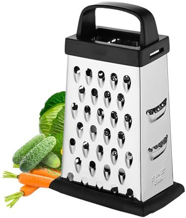 Xiuyer Rallador, Rallador de Queso, Rayadores para Cocina, 4 Lados Ralladores de Cocina, Apto para Lavavajillas, Con recipiente medidor, Para Rallar Todo Tipo de Alimentos, Rallador de calabacin Limon