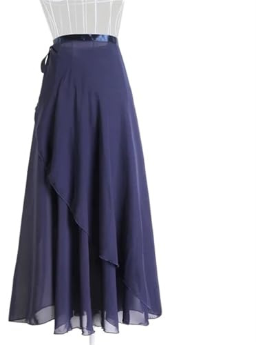 YDYAENIO Damen Chiffon Ballett Tanzrock Chiffon-Ballett-Tutu-Tanzrock Tanz-Skate-Wickelschal Gymnastik Ballerina Langer Ballettrock Damen Ballett-Tanzkleid(Blue)
