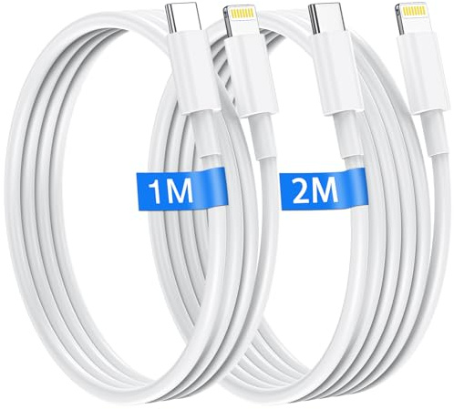 Cable iPhone USB C 1M+2M Lot de 2 Câble USB C vers Lightning Certifié MFi chargeur i-phone Original Ultra Résistant cable iphone charge rapide pour apple iPhone 14 13 12 11 Pro Max/Mini/X/XS/XR/8/7/6