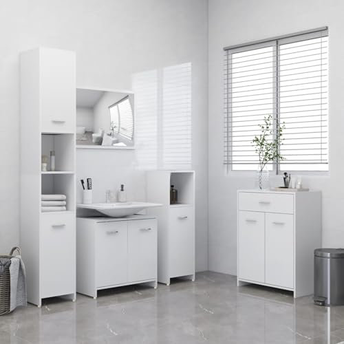 Xichuzi 4-TLG. Badmöbel-Set, Badezimmer Möbel, Waschtisch Set, Weiß