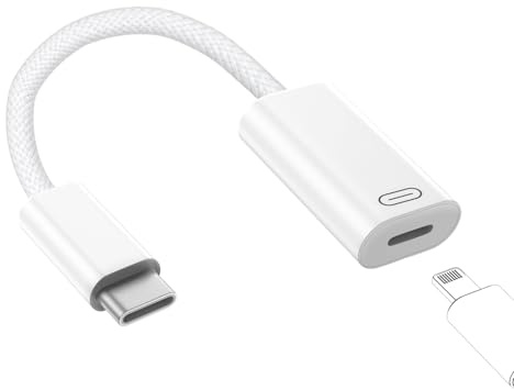 TechMatte Female Lightning to Male USB C Adapter Cable Audio Headphone, Data Sync, PD Charging Converter Dongle Compatible with iPhone 16 15, Android, Earphone for iPad Pro Air Mini MacBook (1 PCS) | Data Sync PD Charging for iPhone 17 Pro Max Air 16 15, Android, Earphone iPad MacBook, Not for OTG and Speakers (1 PCS)