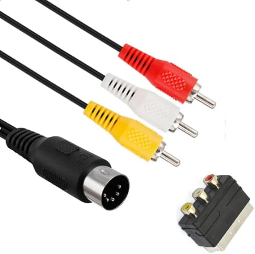 WICAREYO 1,8 m / 5,9 fuß Audio Video AV Composite TV Kabel Mit 3RCA auf Scart Adapter Kompatibel für Genesis 1/Mega Drive 1
