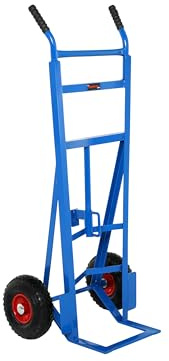 The Workplace Depot Beer Barrel Trolley – Heavy-Duty Sack Truck with Adjustable Catch, Blue Metal, Ideal for Breweries, Warehouses & Workshops, 200kg Capacity, Pneumatic Wheels