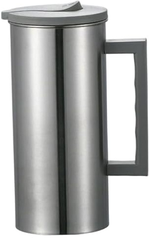 Jorzer Jarra de Acero Inoxidable con Tapa Jarra de Metal de 1800 ml de Acero Inoxidable de Gran Apertura con asa de Agua Antideslizante para café té Jugo y Bebidas.