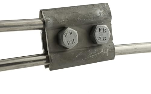 HausHeld® Verzinkter Durchgangsverbinder Blitzschutz | Parallele Verbindungsklemme Ø 8–10mm | Erdungsklemme für Runddraht, Potentialausgleich, PV-Anlage, Tiefenerder, Erdungsschiene