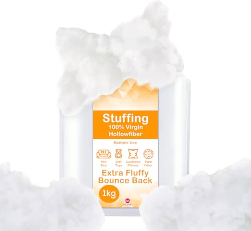 I&S Home Toy Stuffing 1kg – Soft Hollowfiber Filling for Toys, Stuffing for Crochet, Cushions, Pillows, Pet Beds & Teddy Bears – Hypoallergenic DIY - 15D Grade