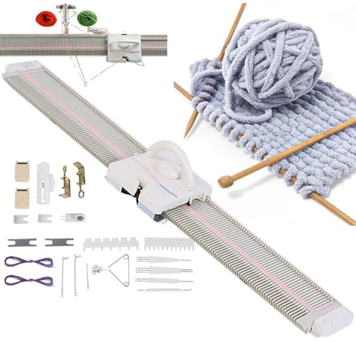 Nicvrea Automatische Strickmaschine aus Kunststoff (6,5 mm, mittlere Stärke, 150 Nadeln) mit Zubehör für die einfache Herstellung von Schals und Mützen
