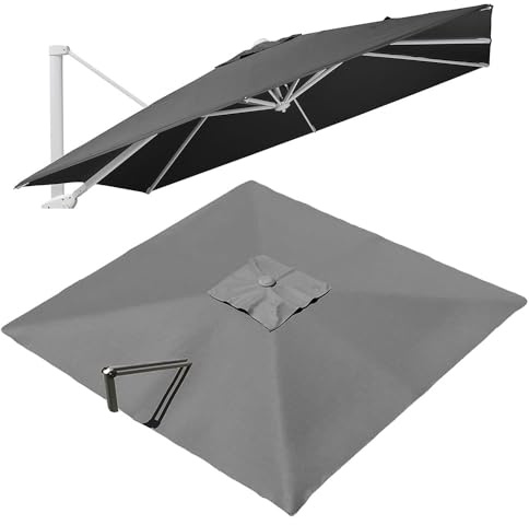 VLKLPZAHAK Ombrellone Da Giardino Rettangolare Telo Di Ricambio 300x400cm Tenda Solare Per Ombrellone A Sbalzo 8 Stecche, Tessuto Di Ricambio (Grey, 3x3m (9.8x9.8ft)