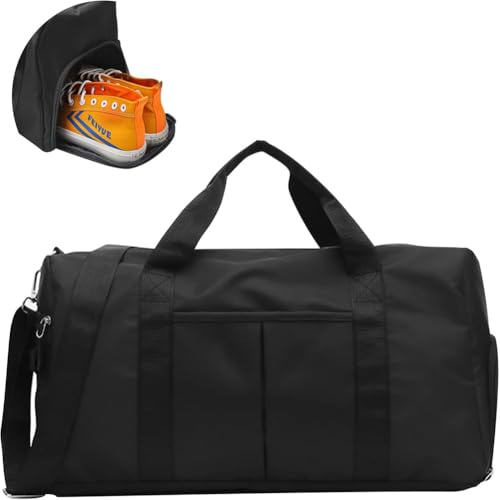 Alwodici Sports Bag Large Capacity Travel Bag Dry Wet Separation Fitness Bags Independent Shoe Compartment Yoga Gym Bag Women Mens Holdall Duffel Bag for Fitness, Sports, Travel, Camping