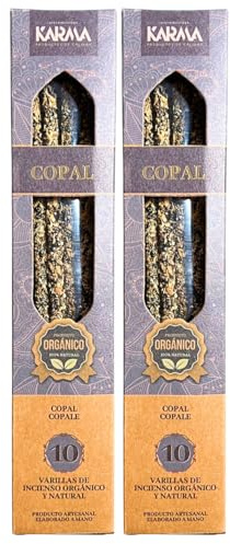 Pack 2 Cajas DE Incienso ORGÁNICO Natural DE Copal Hecho A Mano (10 Varillas por Caja).