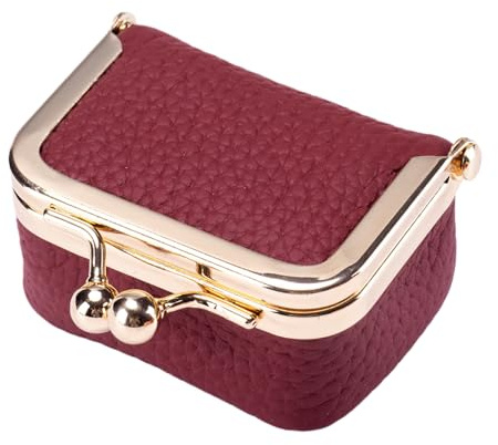 Pouche de monnaie en cuir - 2,56x1.38x1.77i petit portefeuille, porte-changement compact, petit organisateur cosmétique avec fermeture de serrure à baiser | Purs à main pour les cartes de crédit en es