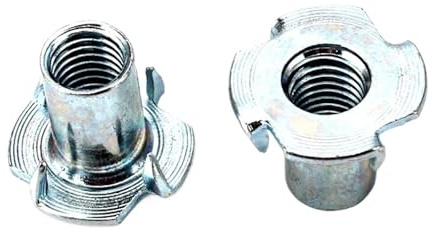 Dado a quattro artigli zincato, M4 M5 M6 M8 M10 M12 Dado for altoparlante a quattro griffe in acciaio spesso Inserto cieco a T a for mobili(10pcs M8x12mm)