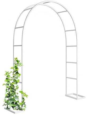 Árbol de jardín de rosas de metal blanco, enrejado de plantas trepadoras para exteriores/interiores, arco de boda, ceremonia y decoración de fiesta de Navidad, fácil de instalar, 220 x 200 cm